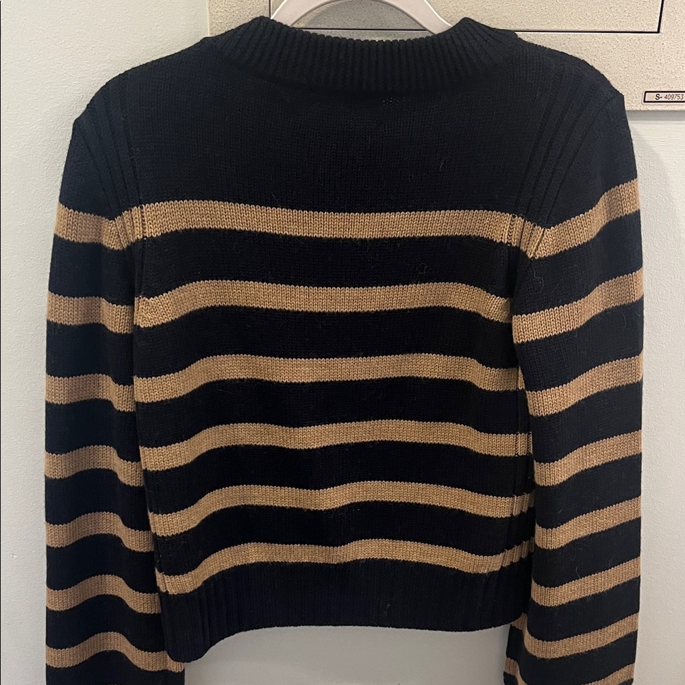 La Ligne Blue-navy and Tan Striped Crew Neck Sweater - Picture 4 of 4